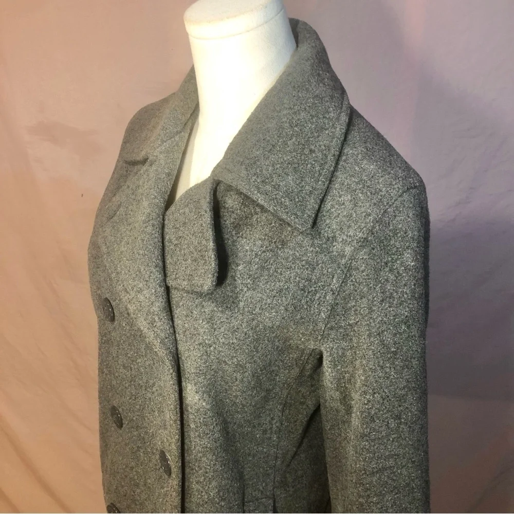 Wool Blend Gray Peacoat